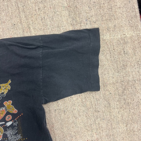 Vintage Aboriginal Rock Painting Shirt Mens Medium Black 1980s Australia - Picture 5 of 13